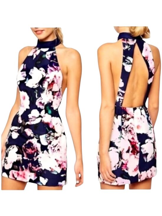 Finders Keepers Dresses & Skirts - Finders‎ Keepers Dress Women XS Blue Floral Print Halter Neck Illuminati Mini